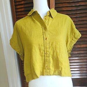 Madewell Citrus Lime 100% Linen Button-Down Shirt